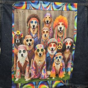 Time and Tru Psychedelic Dog Denim Jacket